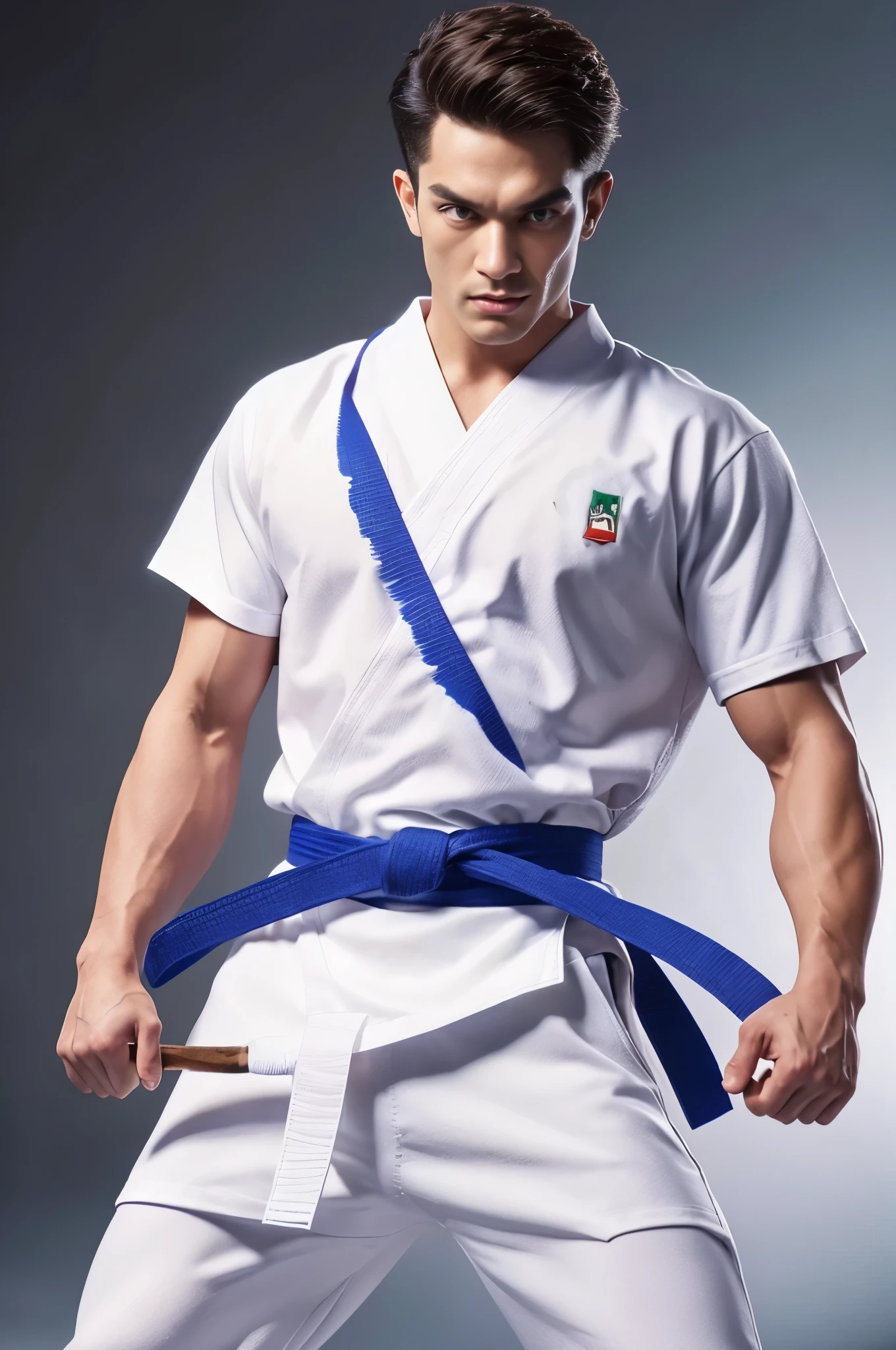 Paint in the natural color of a white karate uniform