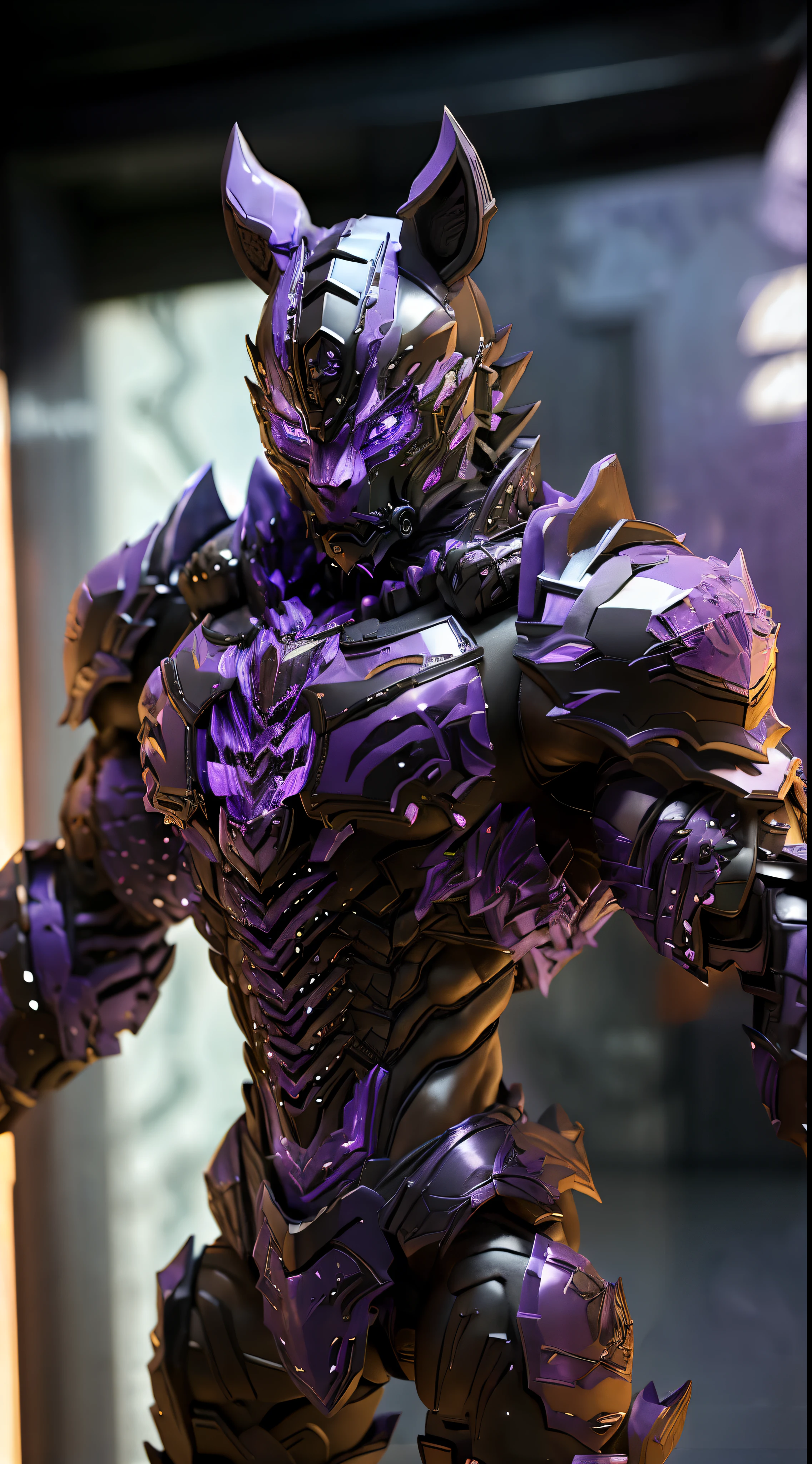 TIGER, (purple, Black:1.5), DRAGON HEAD, HEAVY CRYSTAL ARMOR, TRANSPARANT, MUSCLE BODY, MUSCLE ABS.