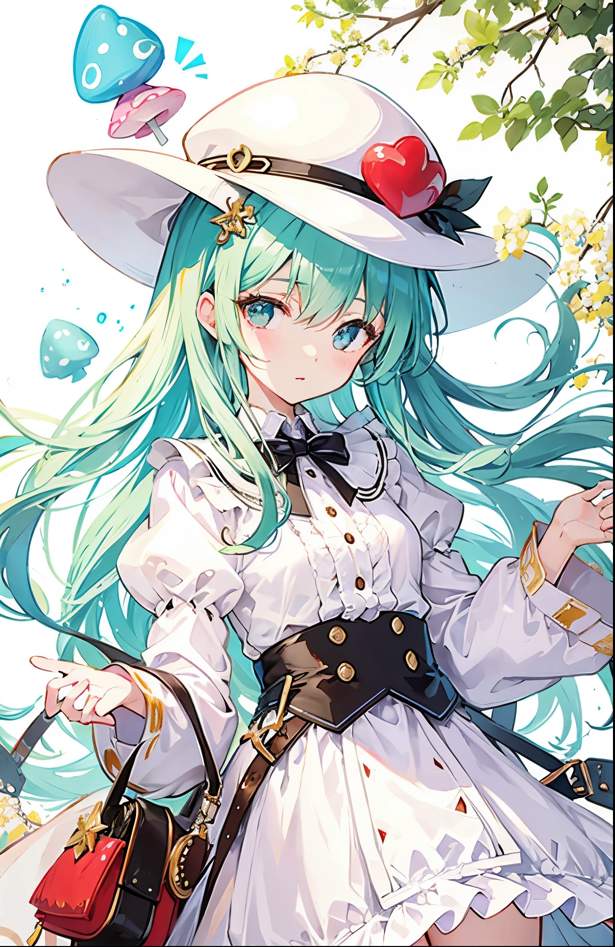 Charm mushroom,personification,Light soft color coat and hat,Sweet girl