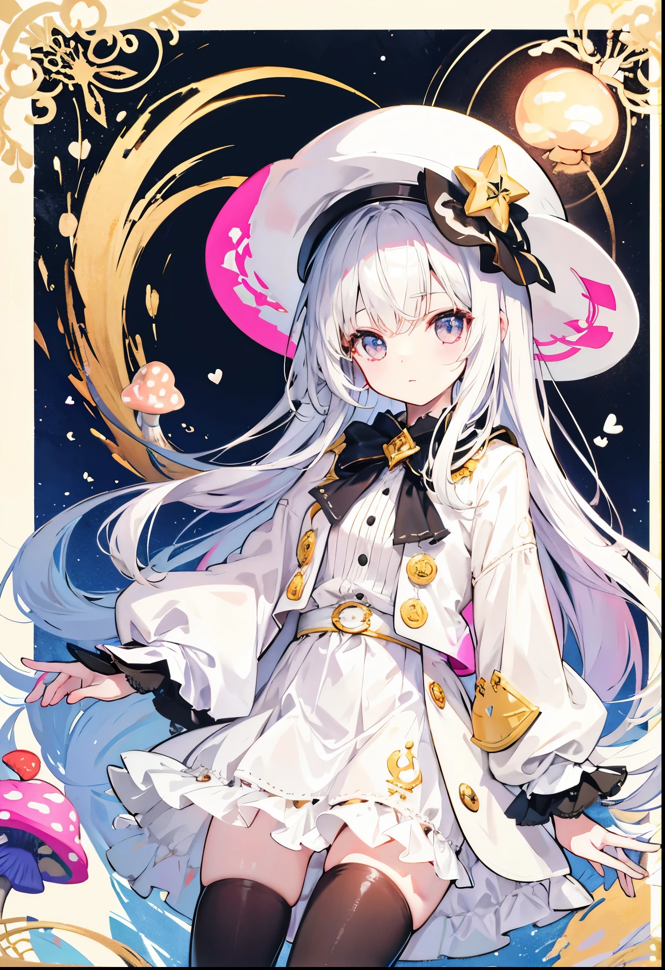 Charm mushroom,personification,Light soft color coat and hat,Sweet girl