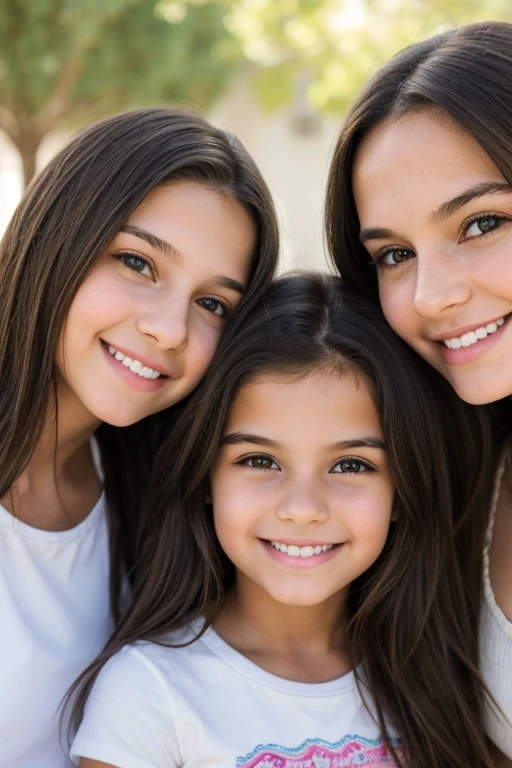 create an image of a young mom with three young kids playing and having fun wearing matching outfits