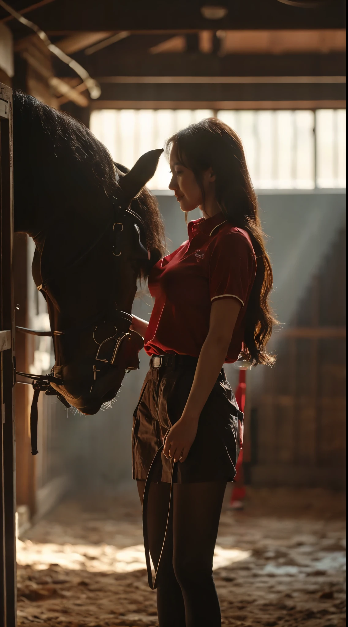 Big breasts, big boobs, red shirt