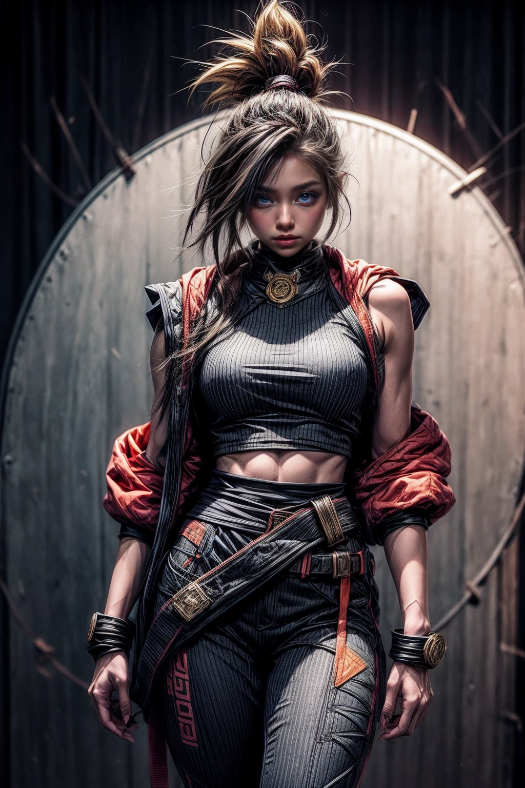 Son Goku, in this gender-swapped version, is a spirited and powerful young woman. She possesses long, unruly black hair that flows freely around her. Her eyes are warm and determined, and she has a slightly slender yet athletic build.

She wears a vibrant orange gi, similar to Goku's iconic outfit, but tailored to fit her feminine form. The gi consists of a sleeveless top with a high collar and loose training pants. She also wears red wristbands and waist wraps, giving her a distinctive look. Her black belt holds a golden buckle, symbolizing her status as a skilled martial artist.

In battle, this gender-swapped Goku showcases remarkable strength and agility, effortlessly performing acrobatic maneuvers. She radiates a sense of energy and enthusiasm, embodying the same adventurous spirit and love for combat as the original Goku.

Despite her incredible power, she maintains a friendly and approachable demeanor, always ready to challenge her opponents with a smile. With her determination and unwavering belief in the power of friendship, this gender-swapped Goku continues to inspire and protect others, fighting for justice and the greater good.