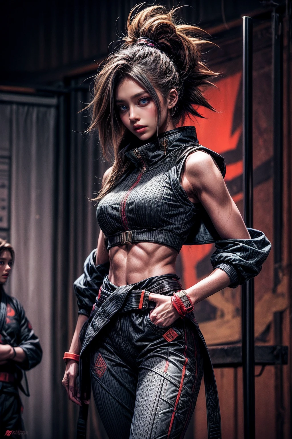 Son Goku, in this gender-swapped version, is a spirited and powerful young woman. She possesses long, unruly black hair that flows freely around her. Her eyes are warm and determined, and she has a slightly slender yet athletic build.
She wears a vibrant orange gi, similar to Goku's iconic outfit, but tailored to fit her feminine form. The gi consists of a sleeveless top with a high collar and loose training pants. She also wears red wristbands and waist wraps, giving her a distinctive look. Her black belt holds a golden buckle, symbolizing her status as a skilled martial artist.
In battle, this gender-swapped Goku showcases remarkable strength and agility, effortlessly performing acrobatic maneuvers. She radiates a sense of energy and enthusiasm, embodying the same adventurous spirit and love for combat as the original Goku.
Despite her incredible power, she maintains a friendly and approachable demeanor, always ready to challenge her opponents with a smile. With her determination and unwavering belief in the power of friendship, this gender-swapped Goku continues to inspire and protect others, fighting for justice and the greater good.