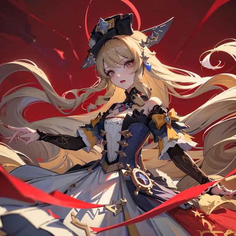 Cross Accessories、gazing at viewer、have a cross、wearing a white robe、Red Eyes、Wearing a red aura、Holding a cross、Fantasticalな背景、Pretty Woman、Best image、masterpiece、Fantastical、