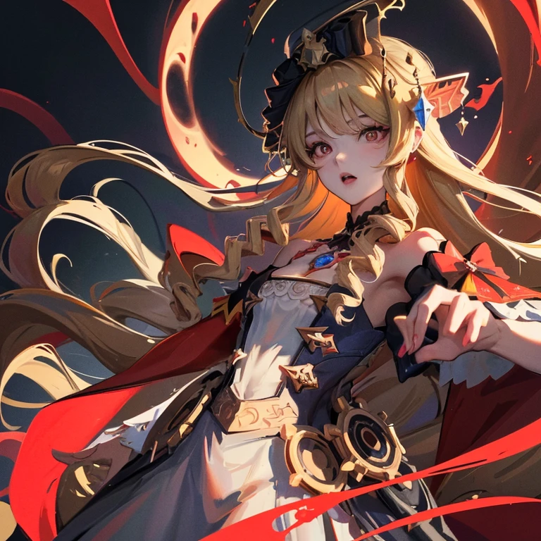 Cross Accessories、gazing at viewer、have a cross、wearing a white robe、Red Eyes、Wearing a red aura、Holding a cross、Fantasticalな背景、Pretty Woman、Best image、masterpiece、Fantastical、
