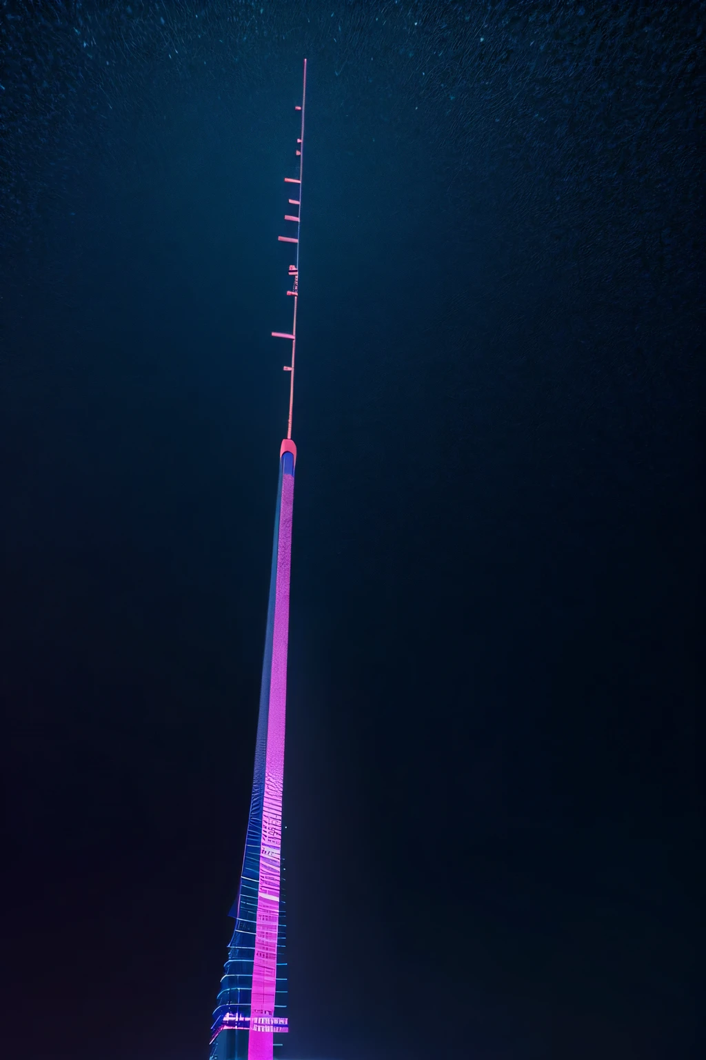 skyscraper one point perspective anime neon night