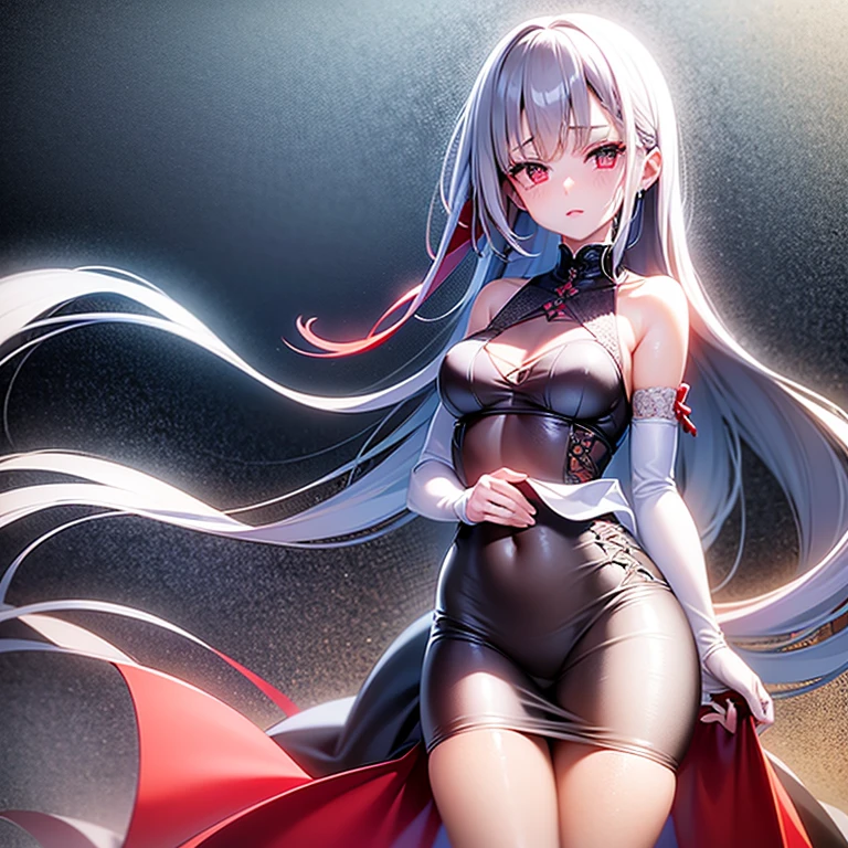 Cross Accessories、gazing at viewer、have a cross、wearing a white robe、Red Eyes、Wearing a red aura、Holding a cross、Fantasticalな背景、Pretty Woman、Best image、masterpiece、Fantastical、