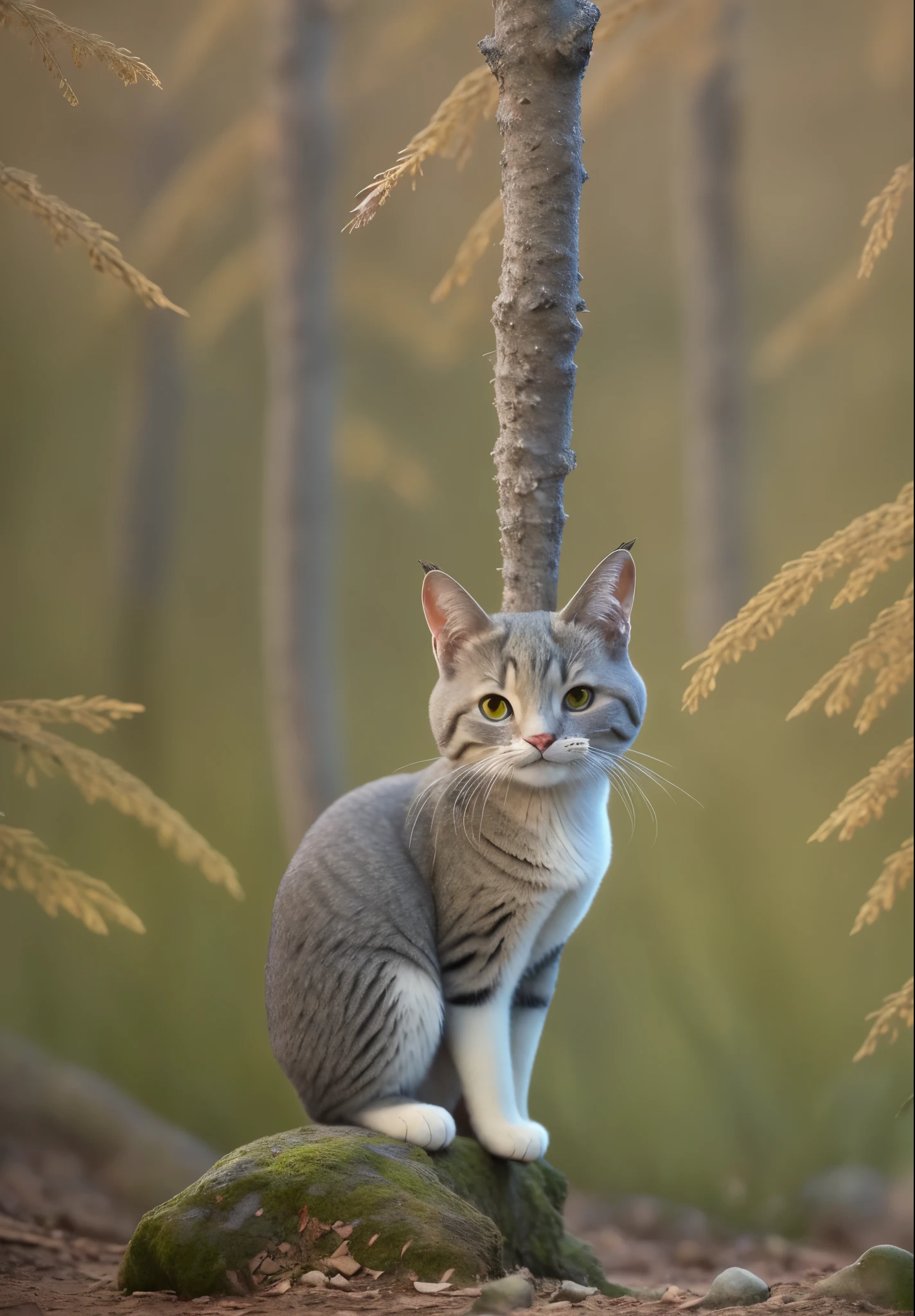 un gato en un bosque fotografia 8k --auto --s2