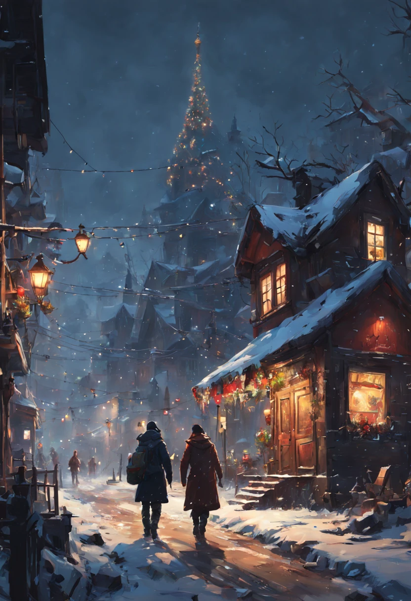 by Ismail Inceoglu, Christmas Eve, intricate, (masterpiece, Representative work, official art, Professional, unity 8k wallpaper:1.3)