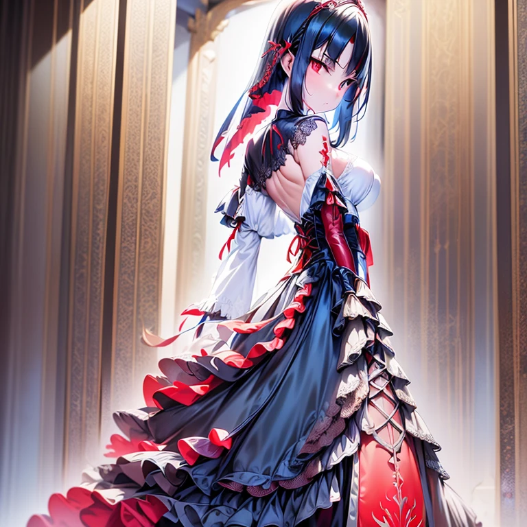 Cross Accessories、gazing at viewer、have a cross、wearing a white robe、Red Eyes、Wearing a red aura、Holding a cross、Fantasticalな背景、Pretty Woman、Best image、​masterpiece、Fantastical、
