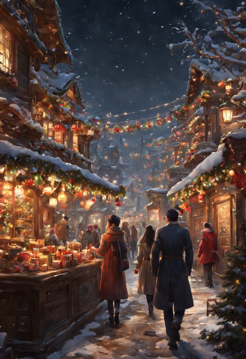by Lee Jae and Gu An and bao pnan, Christmas Eve, intricate, (masterpiece, Representative work, official art, Professional, unity 8k wallpaper:1.3)