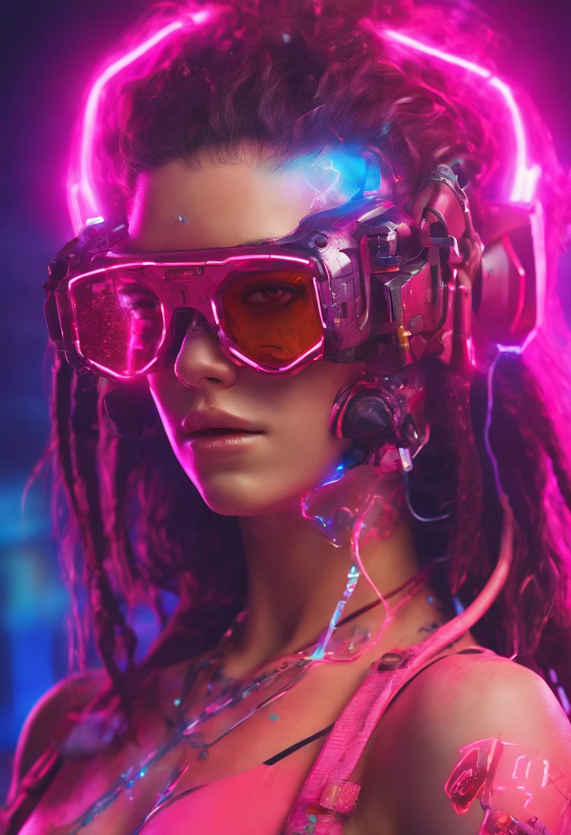 (highly detailed: 1.2), (canon EOS R6 best quality: 1.2), (8k: 1.0), (emb-rrf-low: 1.0), (lots of large black tattoos on cybernetic head open in the middle showing the inside, detailed face, hyper detailed eyes and wearing hi-tech sunglasses with holographic display 1.2), sharp focus (awarded photo: 1.2), (subsurface scatter: 1.2), (subsurface scatter: 1.2). 1.1) (a beautiful ultra-detailed cyborg: 1.2), ( hyper-detailed hair: 1.2), (wonderful body: 1.2), (full body: 1.2), (dynamic stance :1.2), neon glow, (detailed cybernetic eyes:1.1), close-up (hyperrealistic:1.2), rpg, CyberPunk 2077 style, dramatic lighting, (highly detailed futuristic cityscape:1.2), (sci-fi: 1.2). 1.2), professional portrait photography, by wlop greg rutkowski jeffrey simpson alphonse mucha, sexi bikiny girl