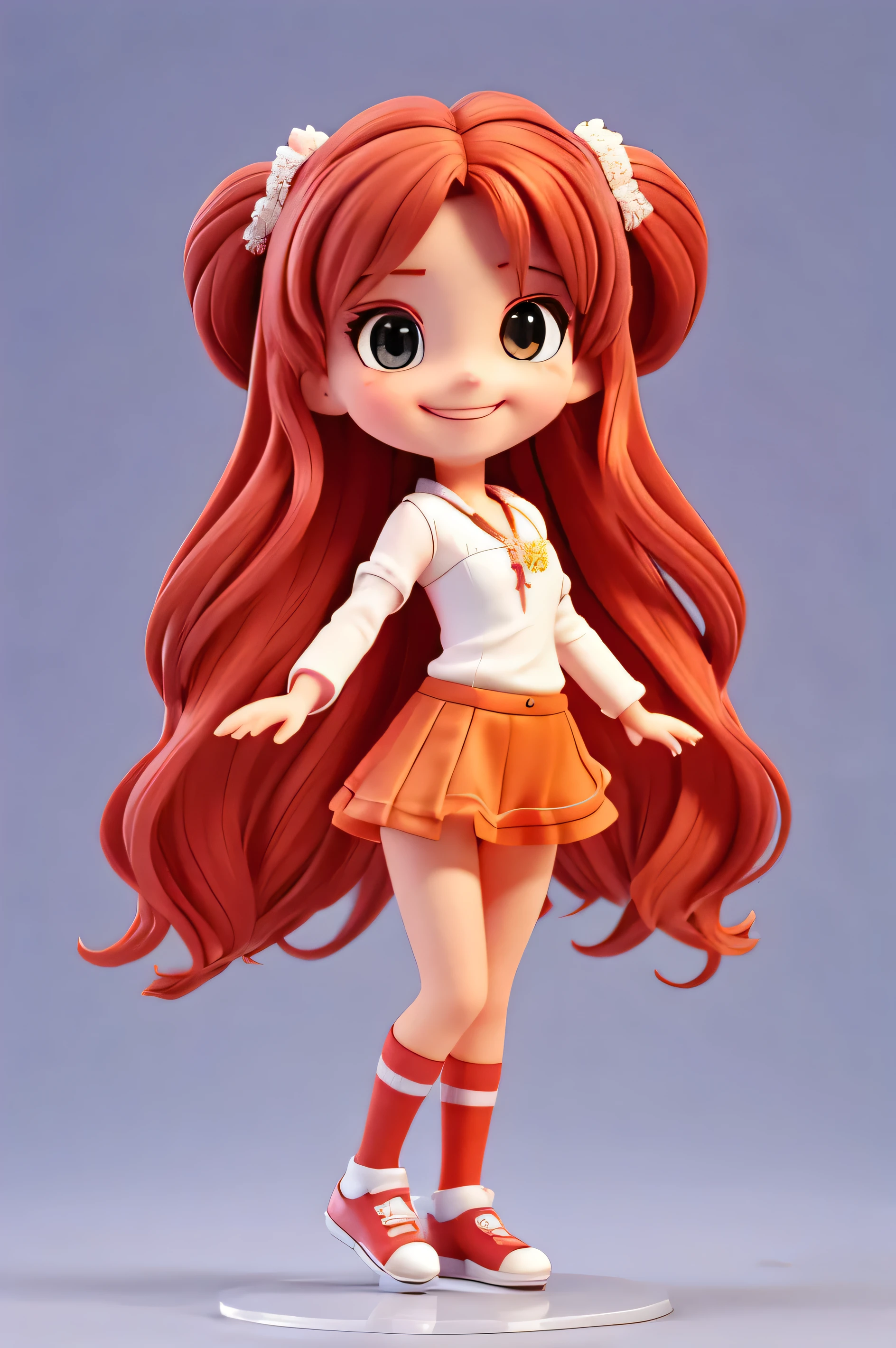 do variations of this same girl, She points with her arms and hands and always smiles