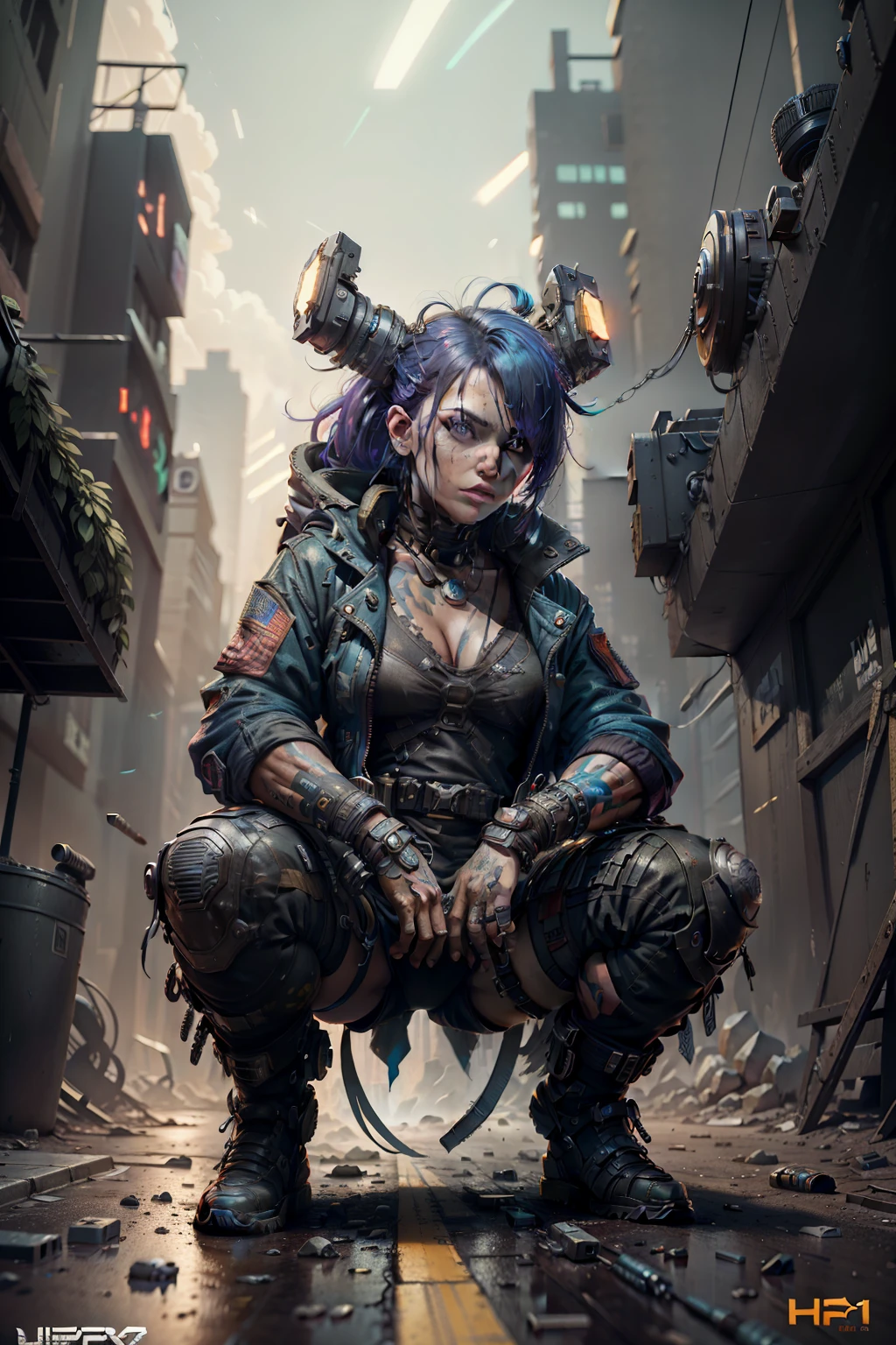 cyberpunk solider, 8 k, hd illustration, symmetrical, substance 3rd person style, 2d character design concept, unreal engine 5, DAZ, hyperrealistic, octane render, cosplay, RPG portrait, dynamic lighting, intricate detail, summer vibrancy, cinematic