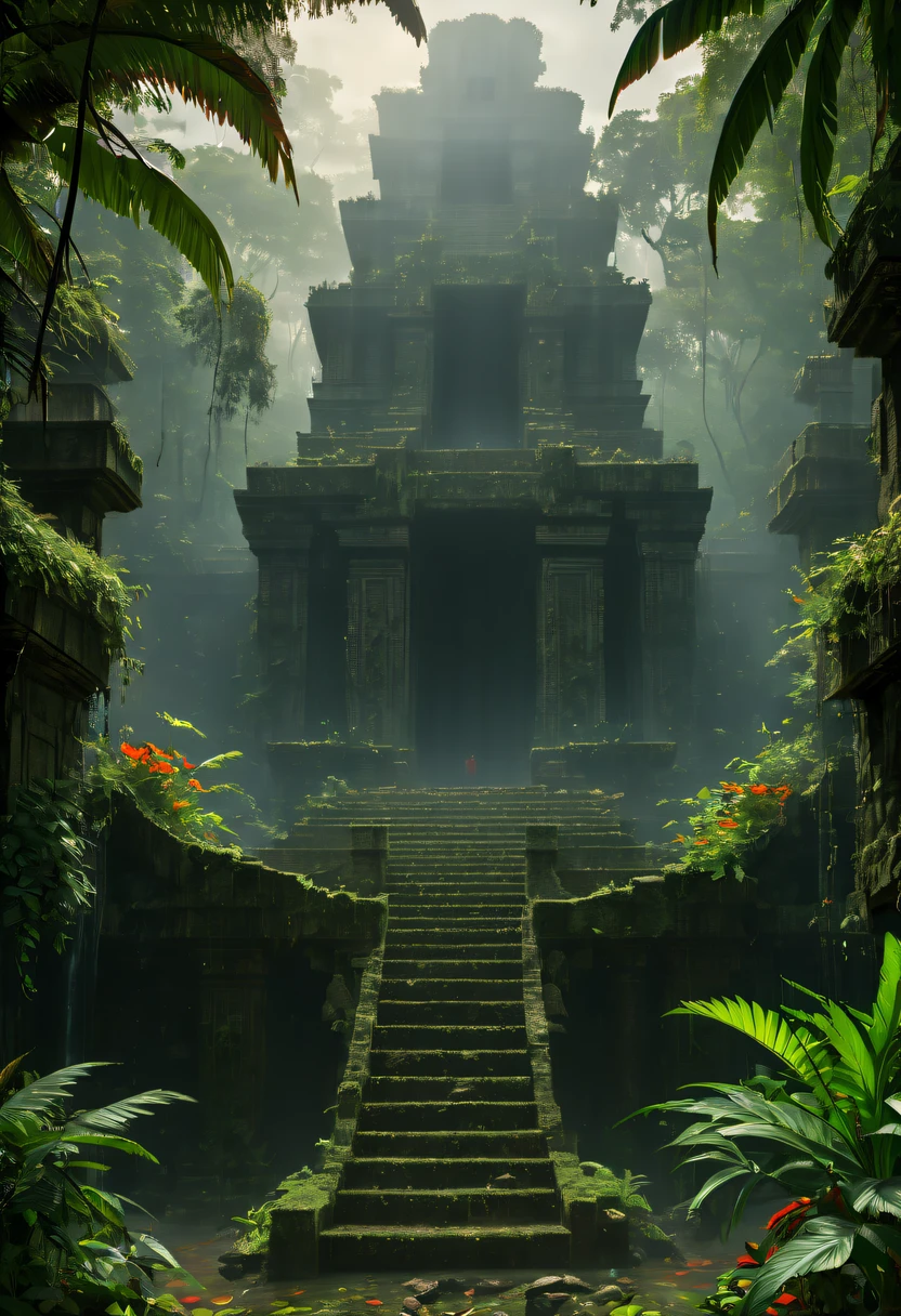 Alien civilization ruins,Alien Glyph Totem,The mottled stone walls are carved with strange patterns, 诡异的magia力量, unknown cosmic energy,((Dark)),epic,8K,dream-like,ultra - detailed,magia, Cast spells,black hole,threatening,Ridiculous resources,Abyssal,magia Circle,Excess energy,sci-fy,Abyssaltech,dark energy,Ethereal,solution,ssee-through,Abyss,Anti-tech,sci-fy,Pure energy,Cybernetic eyes, Scan grid, epic, Octagon rendering, Heavy rain is a stunning close-up , (tmasterpiece: 1.3), (8K, realistically, RAW photos, Best quality: 1.4), Damp rainat a forest,at a forest,jungles,There is heavy rainfall,Surrounded by vines,giant and wet trees,(jungles阴暗潮湿:1.8),There are swamps on the ground,There was an air of obstruction in the woods,Spooky poisonous bugreathtaking at a forest scene,Cast a golden glow on the at a forest floor。Stream flowing over mossy rocks,Create a dangerous atmosphere。Delicate branches decorated with vibrant flowers and leaves,Add a touch of color to your scene,The cosmic energy field emits blue light,Dim lights illuminate the surroundings。Soft melody fills the aiscinating, High quality illustrationtiz,and pay attention to the finest details and realistic shadows,((郁郁葱葱的jungles / oases / Alien civilization ruins)),iintricate,The content is very detailed,Anders Zorn,Sophie Anderson,Leah Kuvkhinov