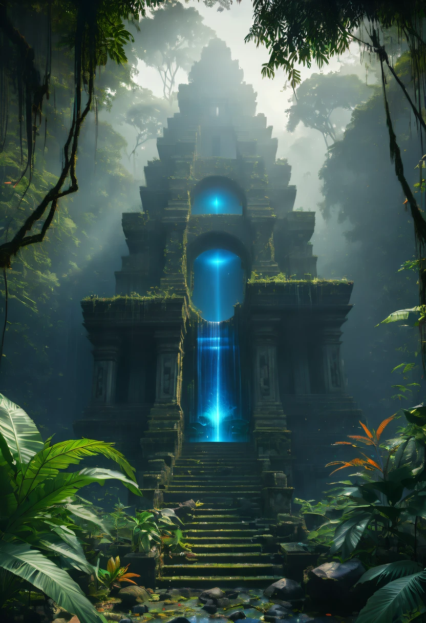 Alien civilization ruins,Alien Glyph Totem,The mottled stone walls are carved with strange patterns, 诡异的magia力量, unknown cosmic energy,((Dark)),epic,8K,dream-like,ultra - detailed,magia, Cast spells,black hole,threatening,Ridiculous resources,Abyssal,magia Circle,Excess energy,sci-fy,Abyssaltech,dark energy,Ethereal,solution,ssee-through,Abyss,Anti-tech,sci-fy,Pure energy,Cybernetic eyes, Scan grid, epic, Octagon rendering, Heavy rain is a stunning close-up , (tmasterpiece: 1.3), (8K, realistically, RAW photos, Best quality: 1.4), Damp rainat a forest,at a forest,jungles,There is heavy rainfall,Surrounded by vines,giant and wet trees,(jungles阴暗潮湿:1.8),There are swamps on the ground,There was an air of obstruction in the woods,Spooky poisonous bugreathtaking at a forest scene,Cast a golden glow on the at a forest floor。Stream flowing over mossy rocks,Create a dangerous atmosphere。Delicate branches decorated with vibrant flowers and leaves,Add a touch of color to your scene,The cosmic energy field emits blue light,Dim lights illuminate the surroundings。Soft melody fills the aiscinating, High quality illustrationtiz,and pay attention to the finest details and realistic shadows,((郁郁葱葱的jungles / oases / Alien civilization ruins)),iintricate,The content is very detailed,Anders Zorn,Sophie Anderson,Leah Kuvkhinov