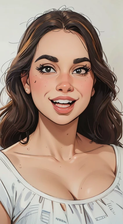 desenho de uma mulher com um grande sorriso no rosto, caricatura!!!, caricatura, caricatural, caricatura style, retrato!!!!!!, self - retrato!!!!, por Estuardo Maldonado, cartoon retrato, desenhos animados realistas, Alarcon Cartunista, caricatura illustration, desenho dos desenhos animados, cara dos desenhos animados, sombreamento!!!, retrato!!!, Descrito!!!, Potrait
