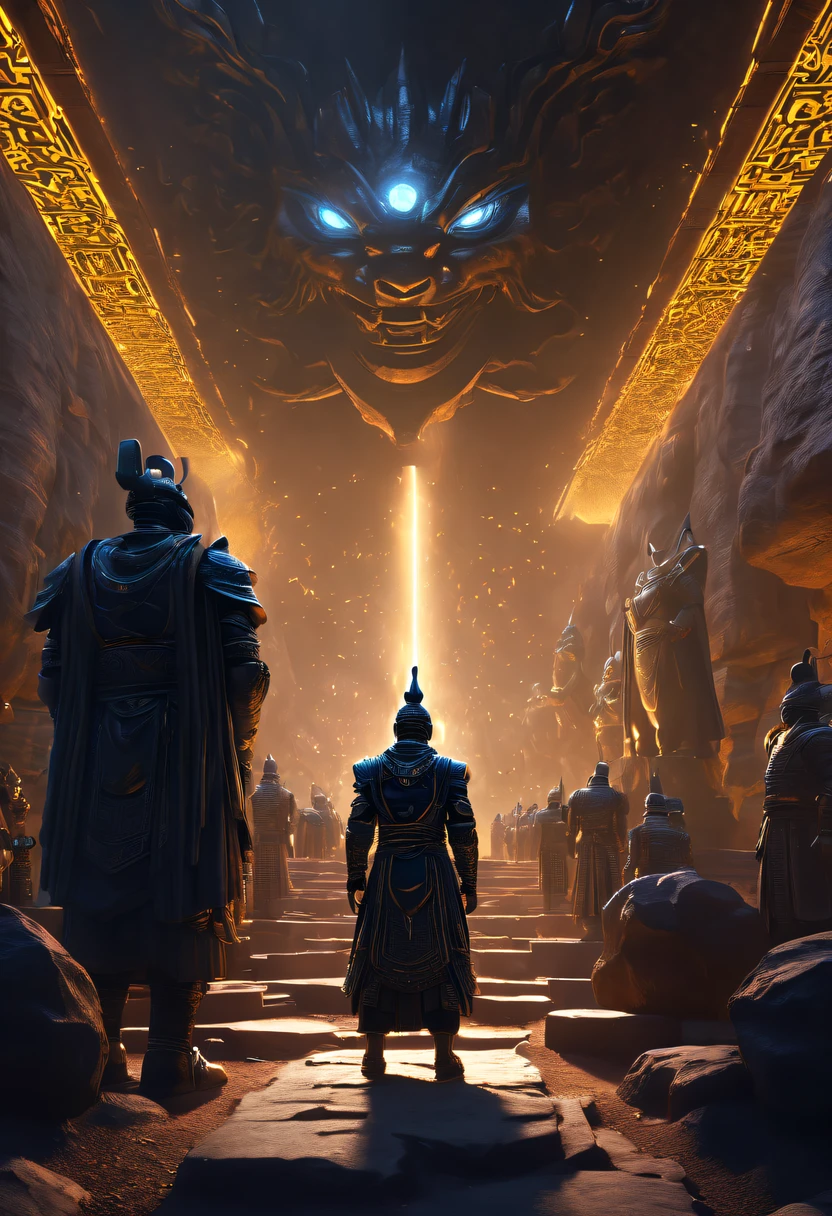 A wonderful underground cave, Alien civilization ruins, a mysterious tomb, Metal coffin, a treasure, Sparkling gold coins, terracotta warriors, antiquities, cultural relic, alien hieroglyphics, future-tech, 诡异的magia力量, unknown cosmic energy, eye of control, Scan grid, epic, grand, octaneratingrendering, Enhanced, iintricate, ((Dark)),epic,8K,Fantastical,ultra - detailed,magia, Cast spells,black hole,threatening,Ridiculous resources,Abyssal,magia Circle,Excess energy,sci-fy,Abyssaltech,dark energy,Ethereal,solution,ssee-through,Abyss,Anti-tech,sci-fy,Pure energy, (tmasterpiece, flagship artwork, offcial art, professional, Unity8k wallpapers:1.3), ultra - detailed, (actual, photoactual, photo-actual:1.37), HighDynamicRange, hyper HD, Studio lighting, Ultra-fine painting, Focus sharp, physically-based renderingt, professional, vivd colour, bokeh.
