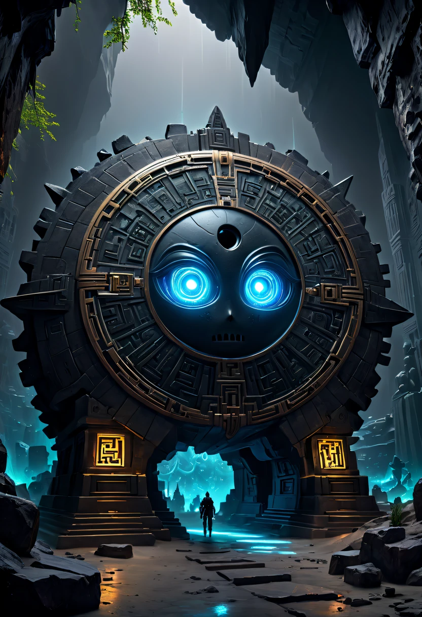 A wonderful underground cave, Alien civilization ruins, a mysterious tomb, Metal coffin, a treasure, Sparkling gold coins, terracotta warriors, antiquities, cultural relic, alien hieroglyphics, future-tech, 诡异的magia力量, unknown cosmic energy, eye of control, Scan grid, epic, grand, octaneratingrendering, Enhanced, iintricate, ((Dark)),epic,8K,Fantastical,ultra - detailed,magia, Cast spells,black hole,threatening,Ridiculous resources,Abyssal,magia Circle,Excess energy,sci-fy,Abyssaltech,dark energy,Ethereal,solution,ssee-through,Abyss,Anti-tech,sci-fy,Pure energy, (tmasterpiece, flagship artwork, offcial art, professional, Unity8k wallpapers:1.3), ultra - detailed, (actual, photoactual, photo-actual:1.37), HighDynamicRange, hyper HD, Studio lighting, Ultra-fine painting, Focus sharp, physically-based renderingt, professional, vivd colour, bokeh.