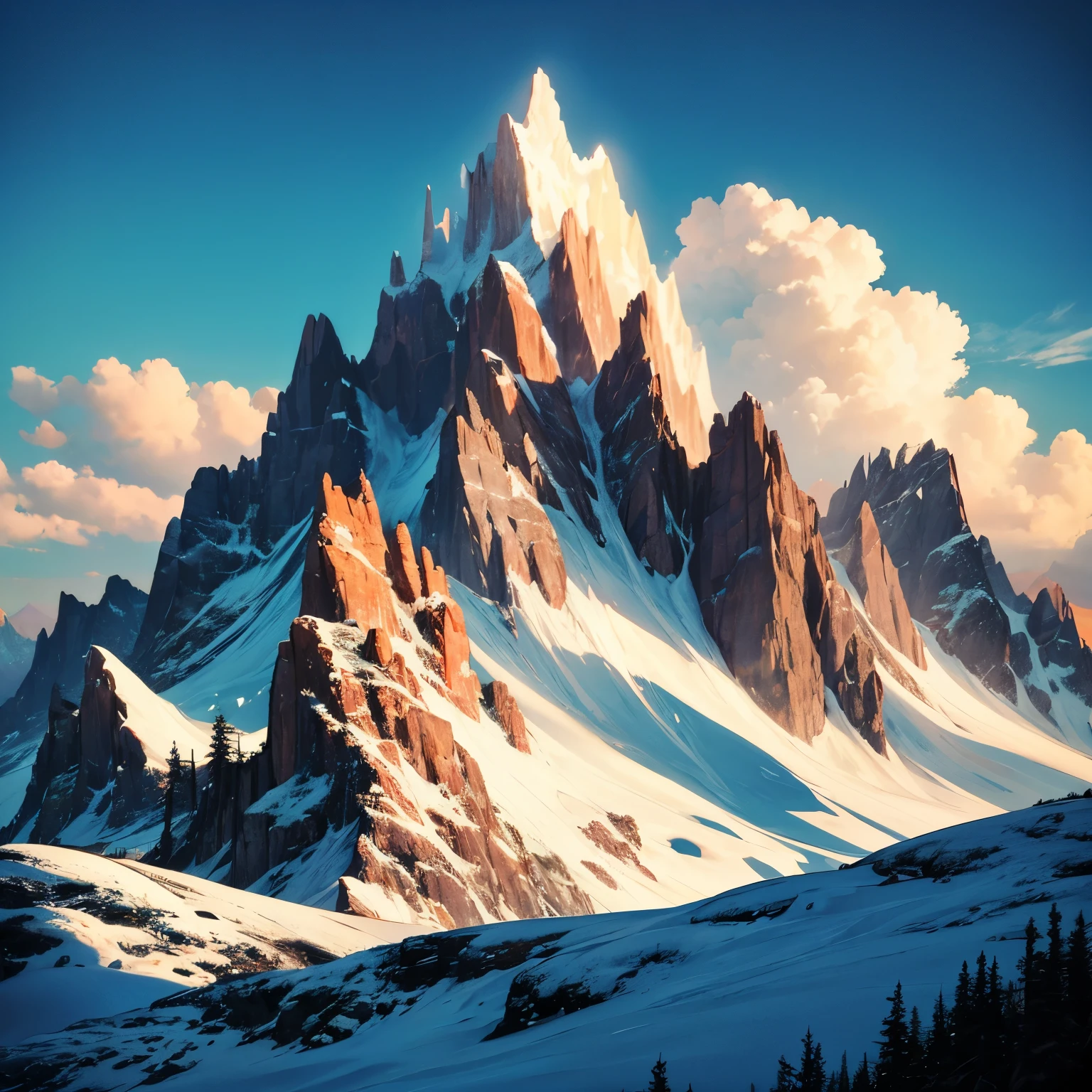 A photo of a mountain peak that looks like a valley