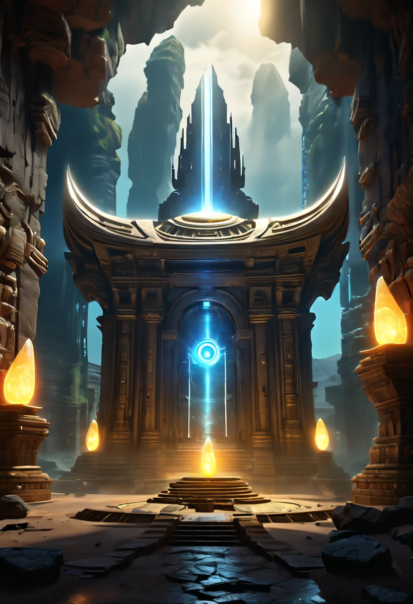 Fantasy underground cave,Alien civilization ruins,mysterious tomb,Metal coffin,treasures,Glowing gold coins,terracotta warriors,cultural relic,curio,alien text totem，Ultra-future technology，诡异的magia力量，unknown cosmic energy，Cybernetic eyes, Scan grid, epic, grand, Octagonal rendering, enhancer, iintricate, ((Dark)),epic,8K,Fantastical,ultra - detailed,magia, Cast spells,black hole,threatening,Ridiculous resources,Abyssal,magia Circle,Excess energy,sci-fy,Abyssaltech,dark energy,Ethereal,solution,ssee-through,Abyss,Anti-tech,sci-fy,Pure energy,(tmasterpiece, Representative Works, offcial art, professional, Unity8k wallpaper:1.3)