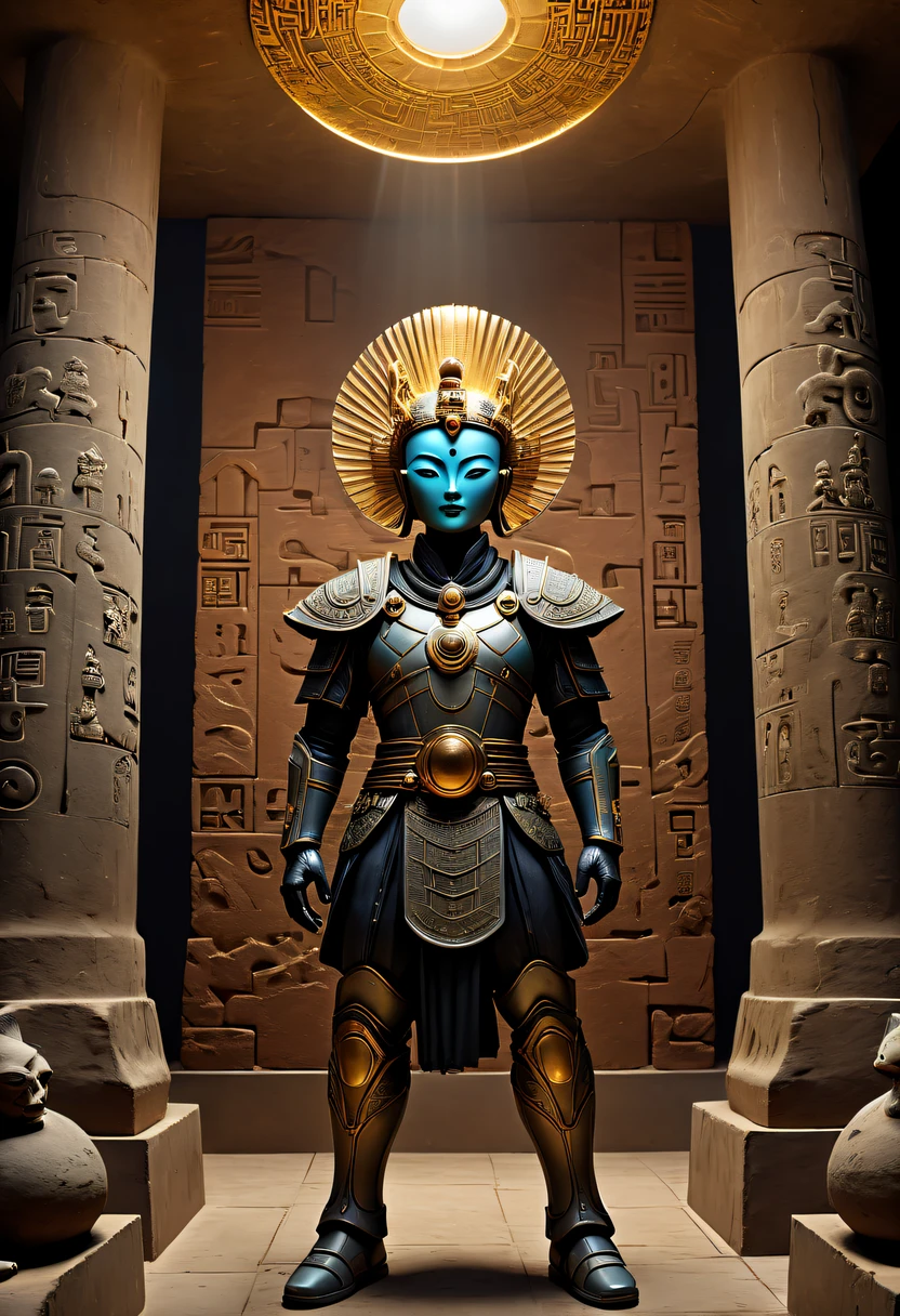 A wonderful underground cave, Alien civilization ruins, a mysterious tomb, Metal coffin, a treasure, Sparkling gold coins, terracotta warriors, antiquities, cultural relic, alien hieroglyphics, future-tech, Weird magical power, unknown cosmic energy, eye of control, Scan grid, epic, grand, octaneratingrendering, Enhanced, iintricate, (tmasterpiece, flagship artwork, offcial art, professional, Unity8k wallpapers:1.3), ultra - detailed, (actual, photoactual, photo-actual:1.37), HighDynamicRange, hyper HD, Studio lighting, Ultra-fine painting, Focus sharp, physically-based renderingt, professional, vivd colour, bokeh.