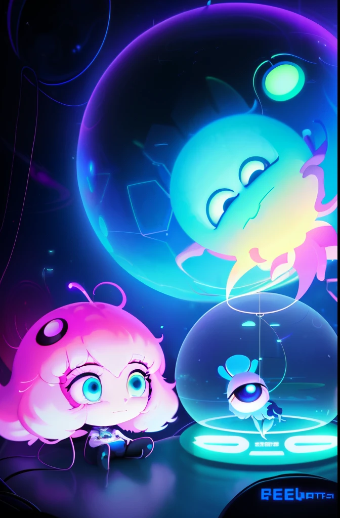 Close-up of a cartoon character, beeple and jeremiah ketner, Mike "beeple" Winkelmann, artem demura beeple, Cozy night fireflies, recusion beeple, dreamy psychedelic anime, beeple!!, inspired Mike "beeple" Winkelmann