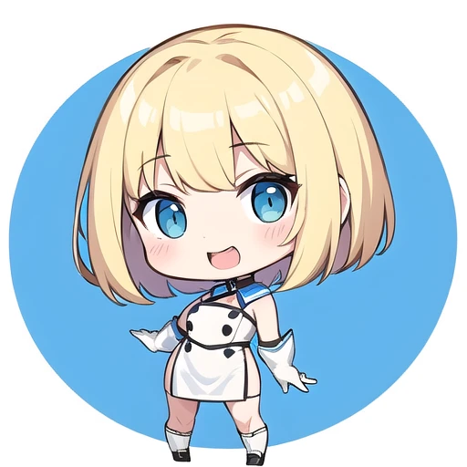 Chibi、cute female professional wrestler、a blond、bob cuts、White costume