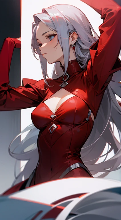 A Lady In Red with Silver Hair