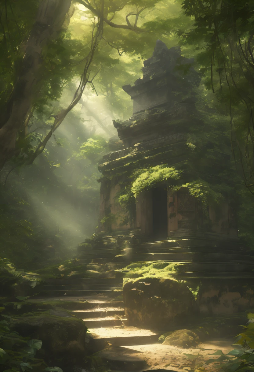 Heavy rain is a stunning close-up ， (tmasterpiece: 1.3), (8K, realistically, RAW photos, Best quality: 1.4), Damp rainat a forest,at a forest,jungles，There is heavy rainfall，Mono Color，Surrounded by vines，giant and wet trees，(jungles阴暗潮湿:1.8),There are swamps on the ground,There was an air of obstruction in the woods，Spooky poisonous bugreathtaking at a forest scene，Tall trees stretch out to the sky，sunshines through the leaves，Cast a golden glow on the at a forest floor。Stream flowing over mossy rocks，Create a peaceful atmosphere。Delicate branches decorated with vibrant flowers and leaves，Add a touch of color to your scene。Fireflies dancing in the air，Soft light illuminates the surroundings。Soft melody fills the air，Butterflies dance among the flowers.。in the complex、This mesmerizing moment is captured in high-quality illustrations，and pay attention to the finest details and realistic shadows,((郁郁葱葱的jungles / oases / desert island / temple ruins)), , Evocative pose, iintricate, The content is very detailed, Anders Zorn, Sophie Anderson, Leah Kuvkhinov