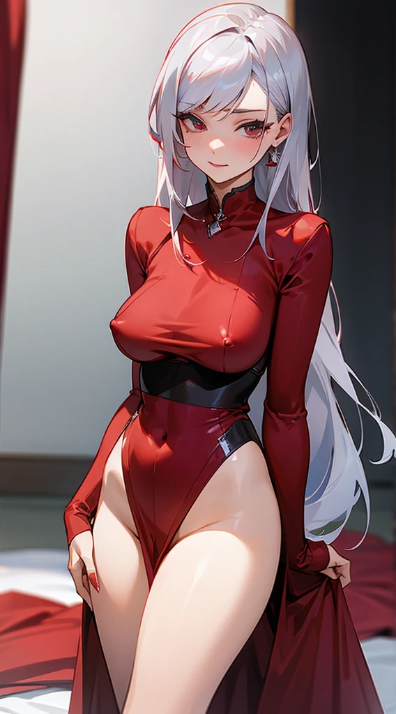 A Lady in Red with Silver Hair (NSFW)