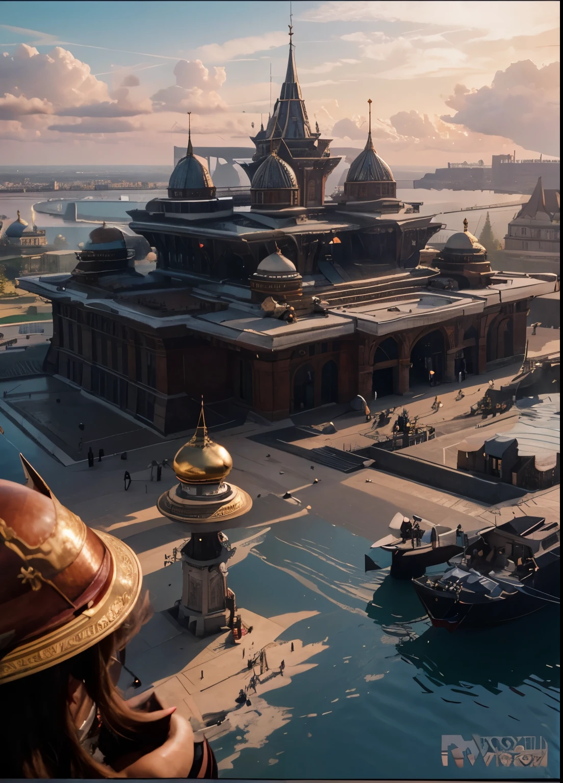 Russian Mega Structure, cone arrow roof dome, 6 cone dome, magnificent architecture, beautiful jaw dropping image, day tme morning, 8k