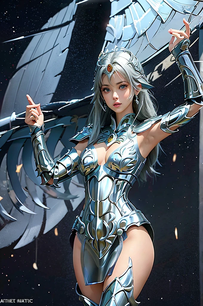 scarlet jhohanson, grandes senos , cuerpo completo , culo grande, hermosa vagina , ropa ajustada , panty ajustada, armadura del caballero seiya de pegaso, armadura brillante y sexy, ojos azules brillantes , fondo magico, diosa, armadura con brillantes de oro, y rubies