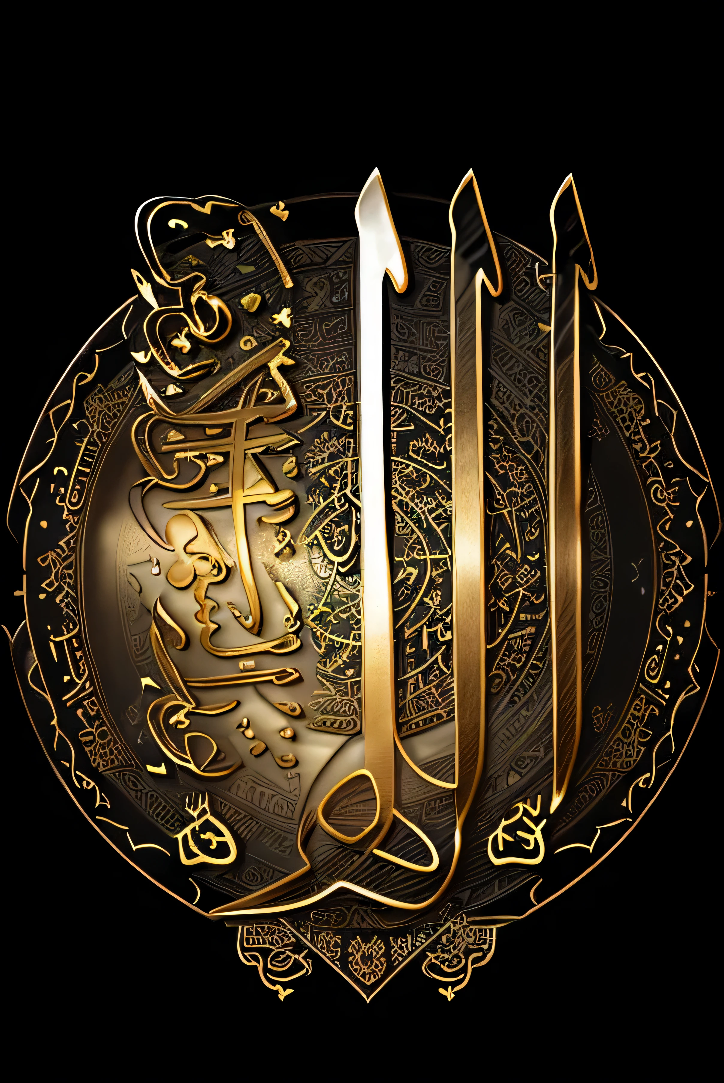 Black and white Arabic calligraphy with gold hearts, Islamic calligraphy, arabic calligraphy, font thuluth, Overlay with Arabic text, arabic calligraphy, , Islamic Art, islamic, reyyan, Romanized: Kaaba, hurufiyya, outline, by Sheikh Hamdallah, Arabic!, by Hafiz Anjum