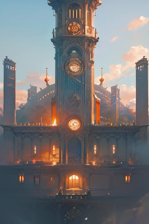 super detail, high details, high quality, 8k, Miyazaki style, a steampunk-style city floating in the sky, clouds and diverse architecture, exuding mystery and technology --v 6
