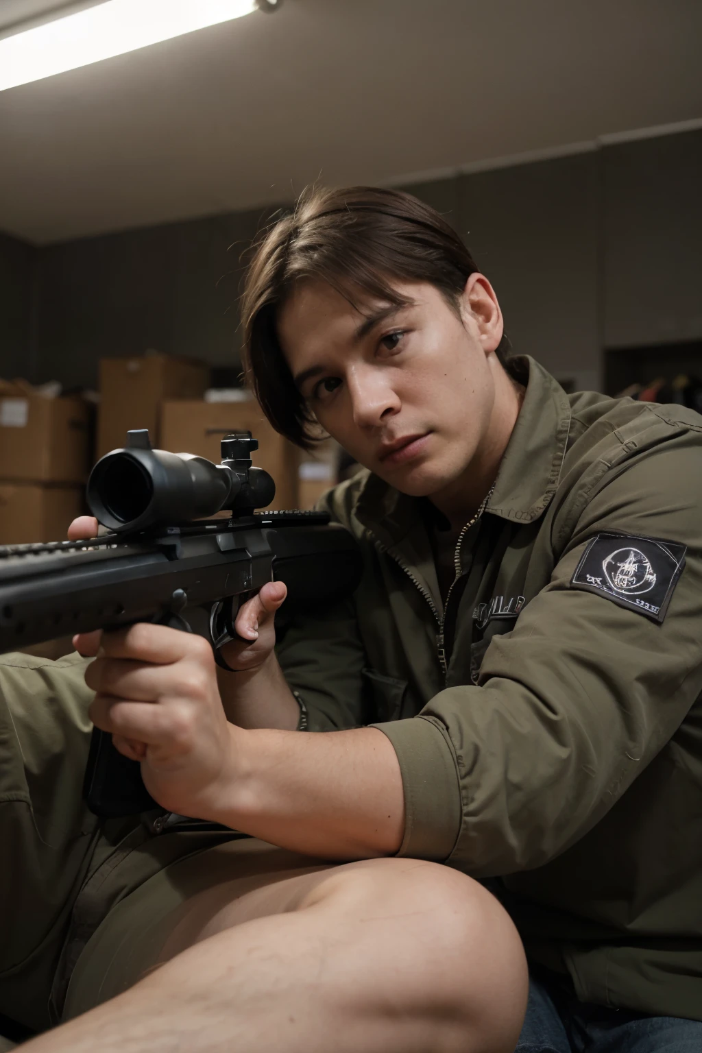 Killer with a rifle man shoots