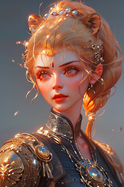Ultra Detailed Beautiful Girl, with Fierce Lioness, Cinematic, Cinematic Light, Realistic, 3d Rendering, Highly Detailed Face, Highly Detailed, Realistic Appearance, Lifelike, Realistic Girl, Highly Detailed Hair
