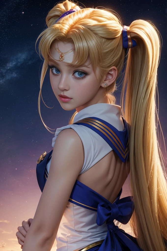 ((Masterpiece)), (Best Quality), (Ultra Detailed), ((Very Detailed)), 4K, (8K), Sailor Moon, Long Blonde Hair, Double Ponytail, Sailor Moon Aesthetics, Dream Core,