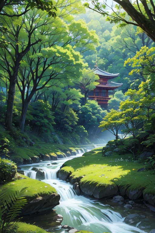 Beautiful view of river flowing through lush green forest, 日本floresta exuberante, forest and river, Still from a nature documentary, with trees and rivers, Japan’s Green Gold Forest, Still from nature documentaries, mont, Rivers and trees, japan nature, Indigo Forest in Japan, Rios、树木和mont丘, floresta exuberante, The bird'Perspective of Shinkanyoji Temple