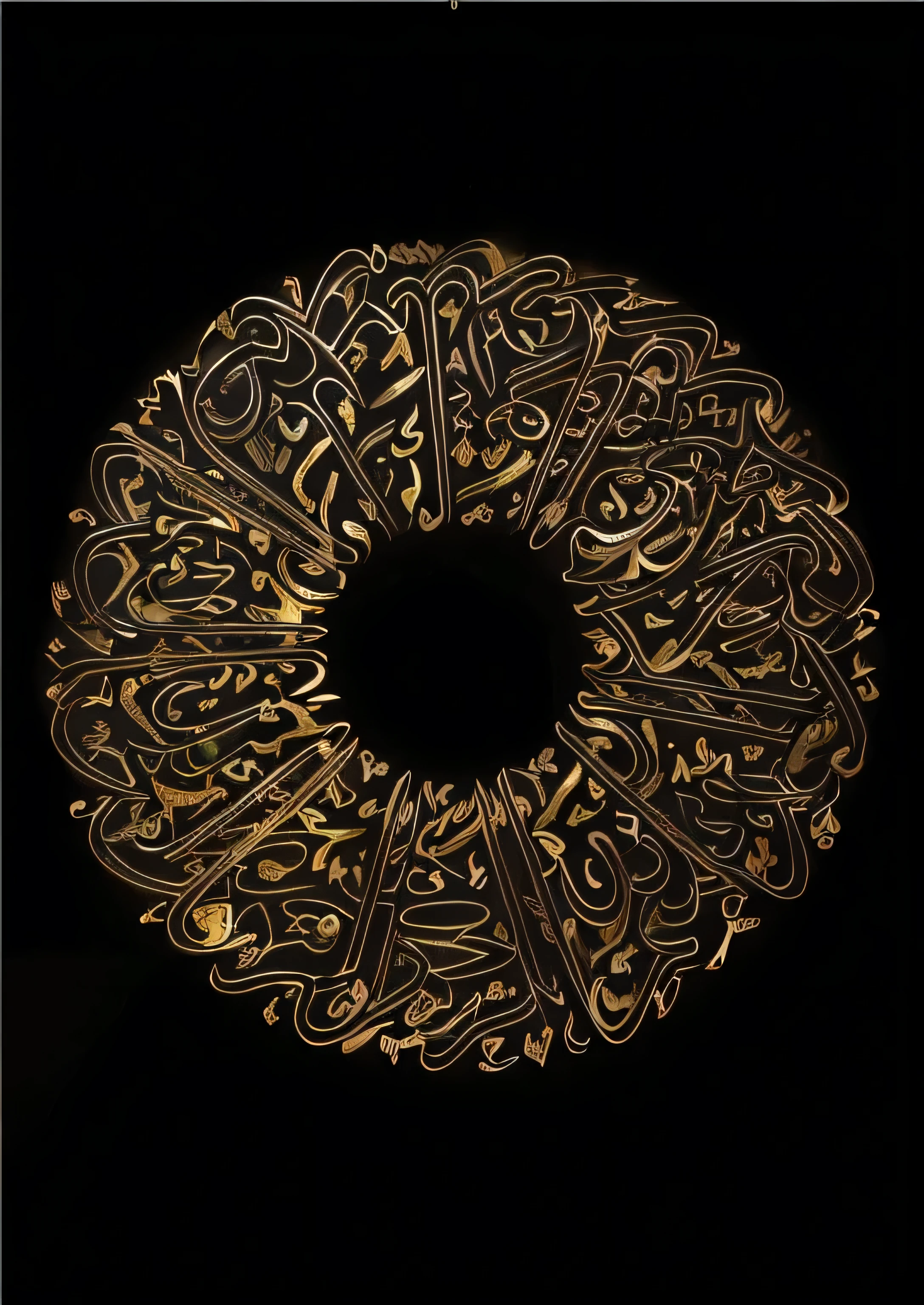 arabic caligraphy in goldish color on black marbal texture