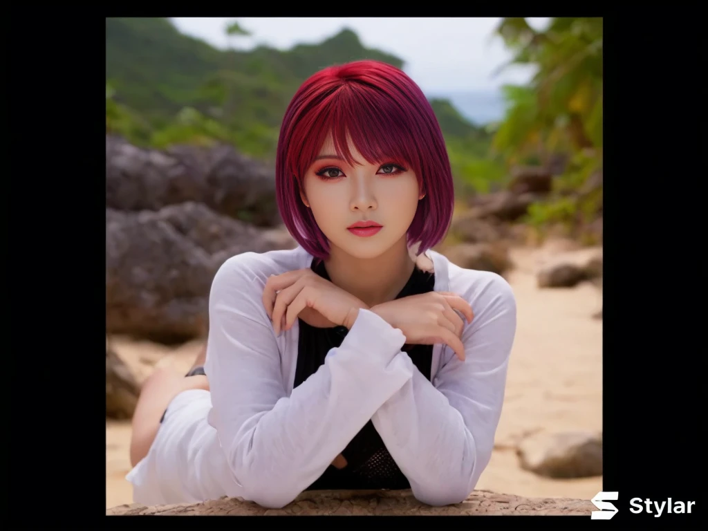 "AYANE" (best quality,ultra-detalhado,Realistic:1.37), retrato, Detailed eyes and facial features, textura de pele delicada e suave, Corpo Perfeito, textura ultra realista, maquiagem perfeita, maquiagem vermelha nos olhos, batom vermelho, expression serious, cores vivas, maquiagem vermelha em volta dos olhos, cores vivas, olhos vermelhos, maquiagem vermelha nos olhos