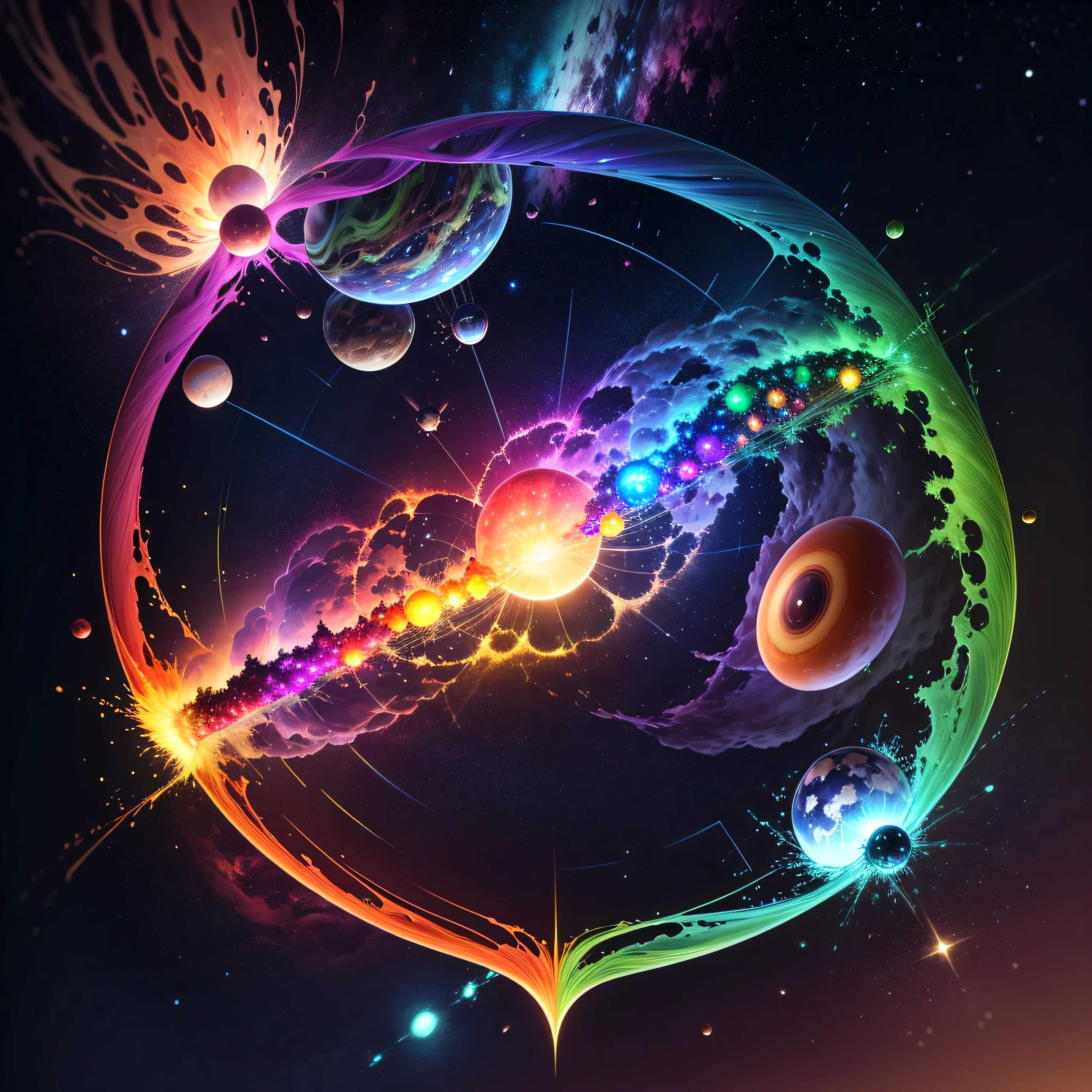 Astronaut:1.4 New Chat 2023-12-22 00:22:57 From the atom to the galaxy 2023-12-22 00:23:59 The universe is made up of a huge variety of objects, from the smallest atom to the largest galaxies. Atoms are the basic units of matter. They are composed of a central nucleus, which contains protons and neutrons, surrounded by electrons orbiting around it. Atoms combine to form molecules and compounds, which are the basis of chemistry and life. The molecules, in turn, combine to form cells, which are the basic units of life. Cells organize themselves into tissues, organs, and systems, forming the human body and that of other animals and plants. In addition, there are other subatomic particles, such as quarks and leptons, that are studied in particle physics. As we move away from the subatomic world, we encounter the planets and stars. Our solar is made up of the Sun, planets, asteroids, comets, and other objects. Stars, in turn, cluster into galaxies, which are huge structures containing billions of stars, as well as nebulae, star clusters, and black holes. The entire universe is filled with galaxies that cluster into superclusters and form a vast cosmic web. And there's still so much more to discover and explore beyond what we know to date masterpiece meticulously intricate ultra_high-details extreme improved ultra_high-quality ultra_high-res ultra_photo-realistic optimal ultra_sharpness perfection accurate volumetric Lightning contrast global illumination cgi vfx sfx reflex Octane_rendered ultra_high-def UHD XT3 DSLR HDR romm rgb pbr 3dcg fxaa blu-ray vivid colors-coded anti-aliasing fkaa txaa rtx ssao opengl-shaders glsl-shaders post-processing post-production cell-shading tone-mapping ❤luminescence Heart glow hearth Crystalline earth radiant varies multi etc. --v 5.2 --s 1000 --c 20 --q 20