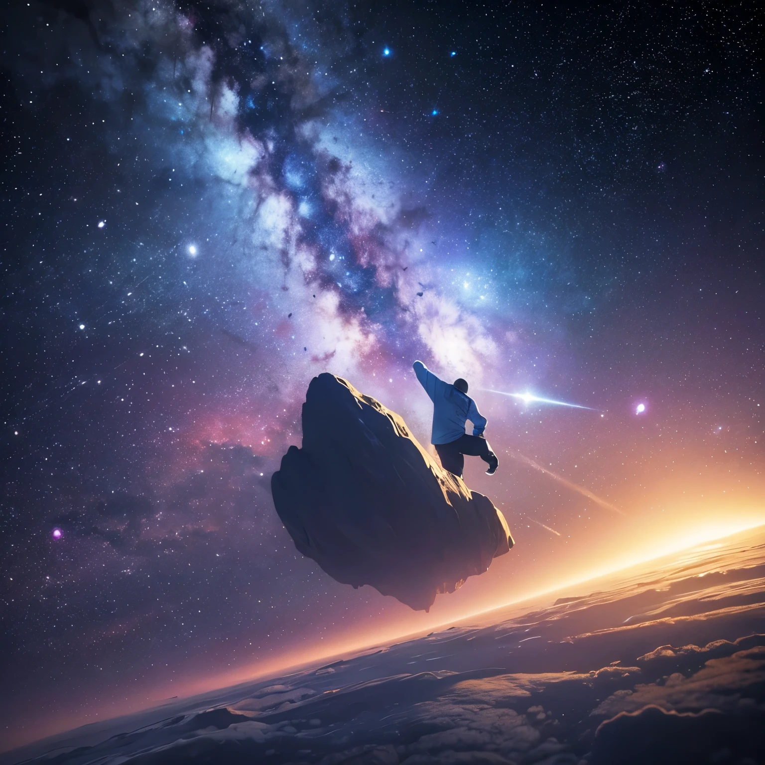 Man floating in the galaxies