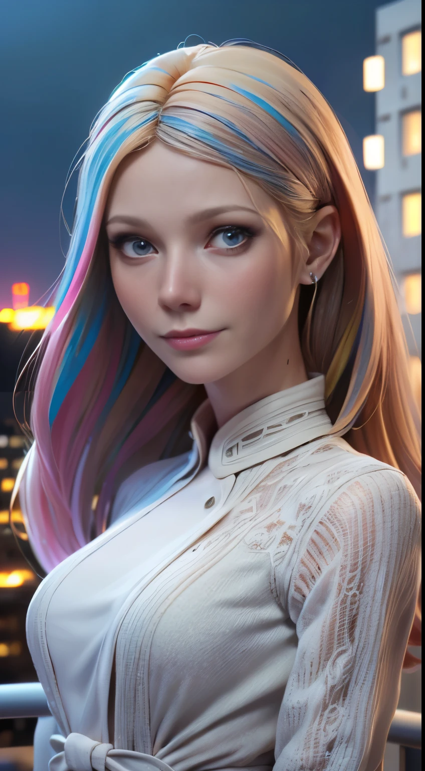 photo of Gwyneth Paltrow, RAW, beautiful woman, ((portrait)), ((detailed face:1.2)), ((detailed facial feature, detailed skin, clear skin), (perfect proportioned body), (wearing a colorful dress) (high detailed city environment, apartment balcony), (realistic photo, best quality, detailed), (8k wallpaper), (cinematic lighting, dramatic lighting) (sharp focus, intricate)