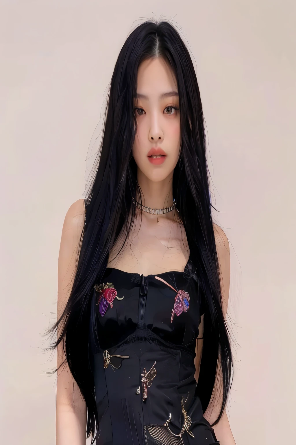 araffe woman con cabello largo y negro wearing a black dress, Blackpink Jennie, portrait of Jossi de Blackpink, Jossi de Blackpink, con el pelo largo, con cabello largo y negro, Jisoo de Blackpink, cruel korean goth girl, Jisoo de Blackpink, Gongbi, Parque Roseanne de Blackpink, con cabello negro lacio, Taejune Kim, con cabello largo y oscuro