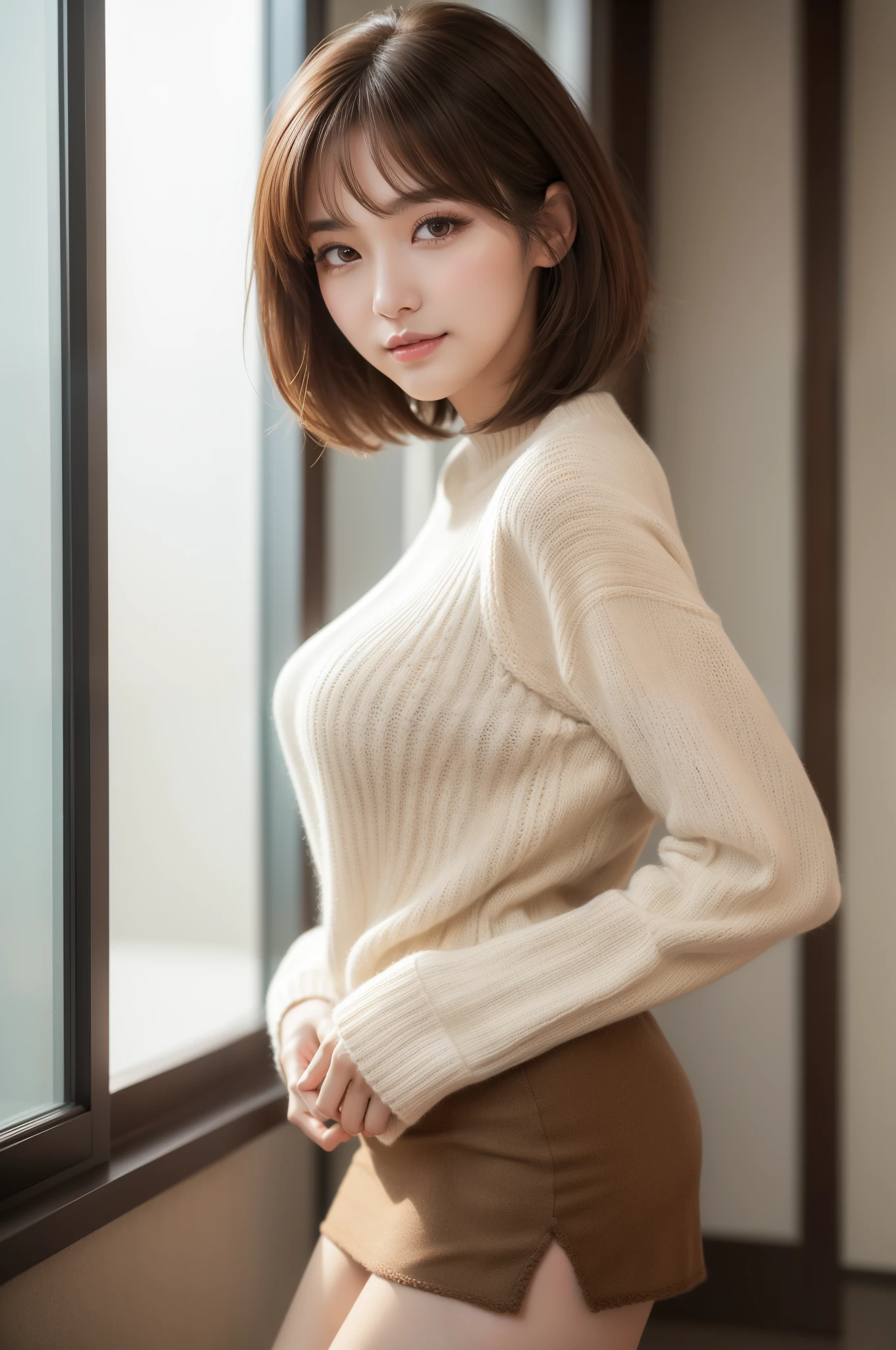 19 years old、cute、最high quality、masterpiece、most parts of the body、(Bokeh background:inside the car)、(カーテンで隠されているinside the car)1 girl、double ball head、brown short hair、bangs、streamer、pale pink lip、know、brown eyes、loose blue sweater、detailed face、close up of face、beautiful face、Photoreal、rim lighting、two-tone lighting、(high detail skin:1.2)、8K UHD、Digital single-lens reflex camera、soft lighting、high quality、photograph、High resolution、4K、8K、Bokeh、Sit in the back seat、smile