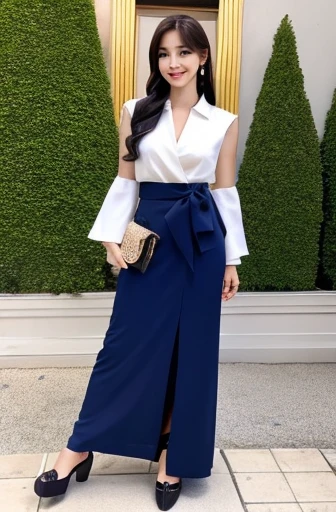 Crie uma coreana num evento muito luxuoso e caro e chique com uma roupa muito linda