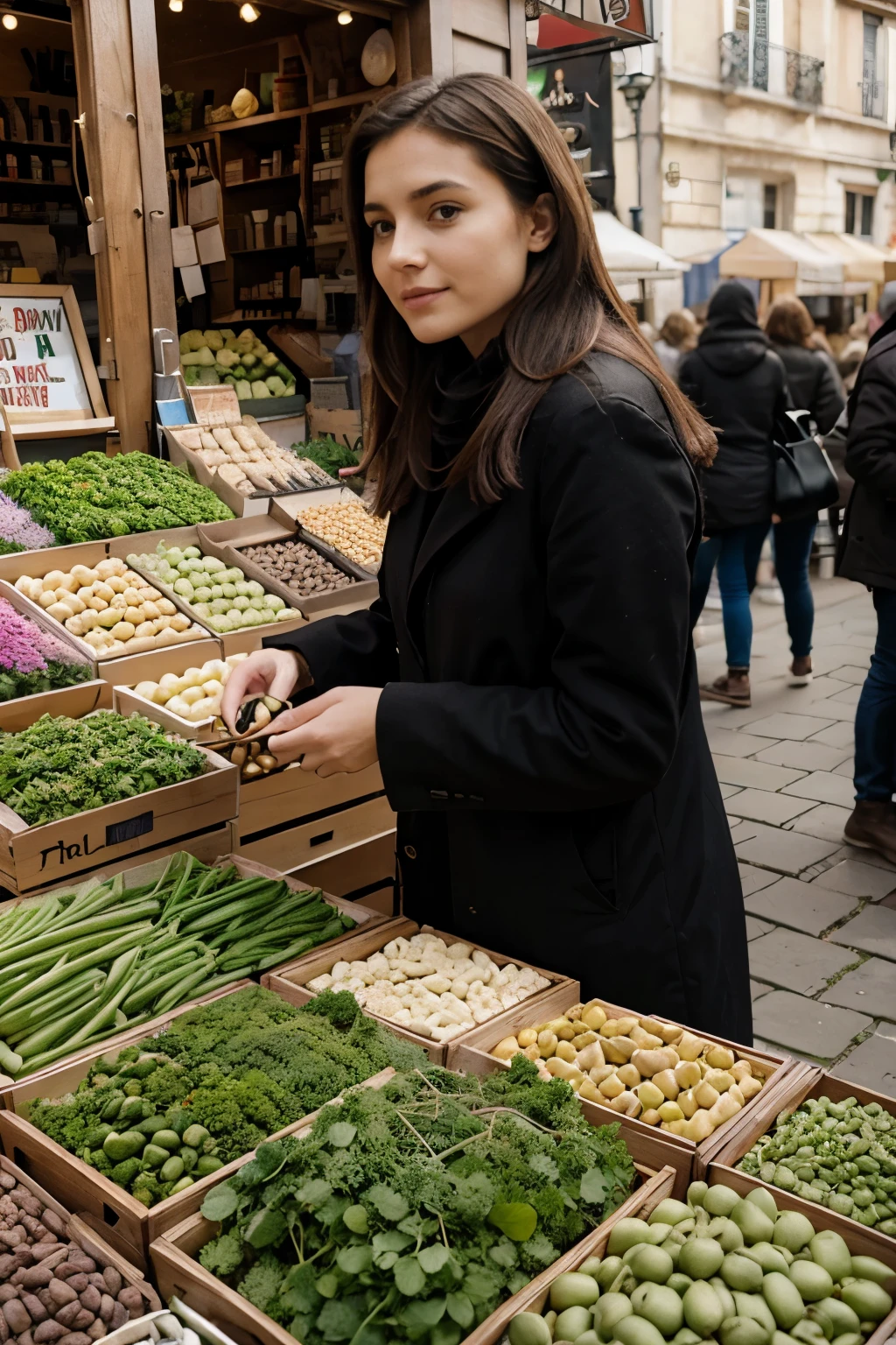 meme femme sur un marché (legume)