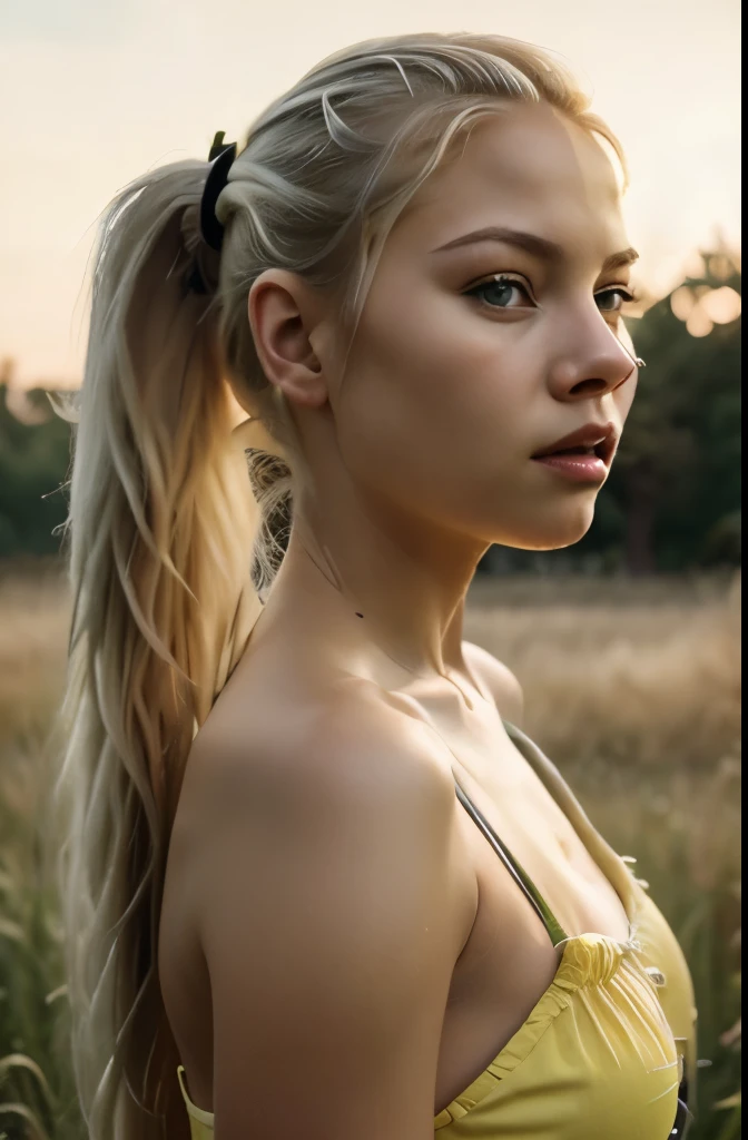 photorealistic,realistic, solo, photorealistic, best quality, ultra high res, 1girl,, , blonde hair in a ponytail, wearing a yellow sundress, breeze blowing through the grass,, , 1girl,, beautiful, masterpiece, best quality, extremely detailed face, perfect lighting, 1girl, solo,, , best quality, ultra high res, photorealistic,, ultra detailed,, masterpiece, best quality, , nancy1,